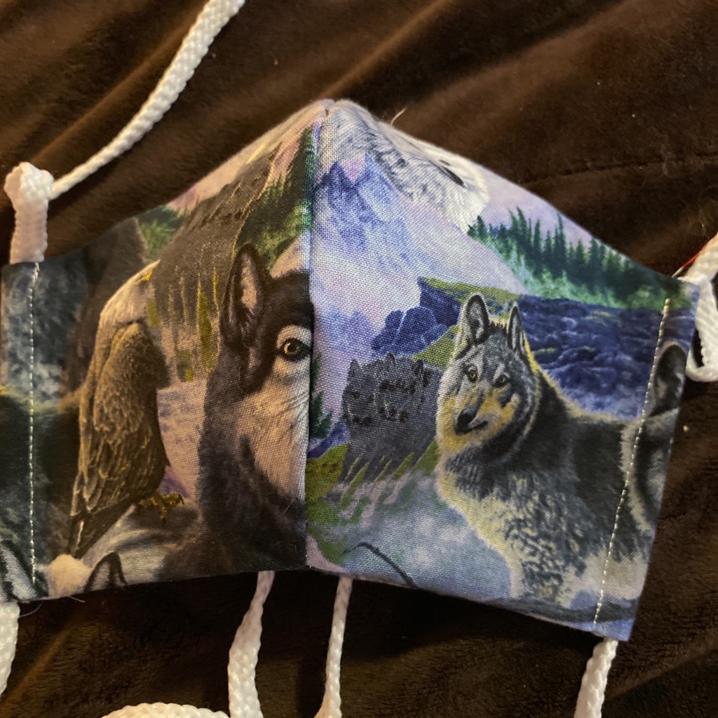 Lined Wolves And Eagle Facemasks